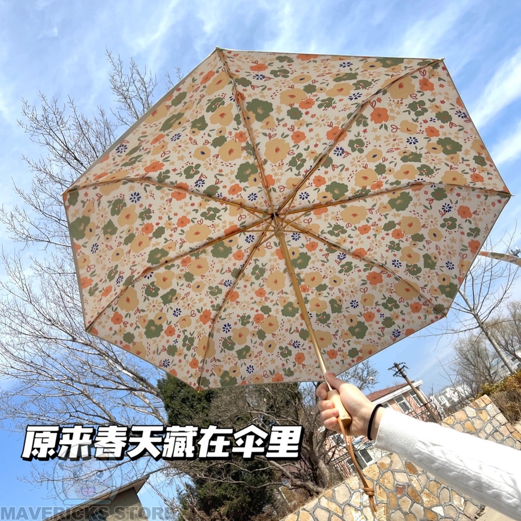 Fds ins sunscreen umbrella garden broken flower folding umbrella sun and rain dual-use small broken flower