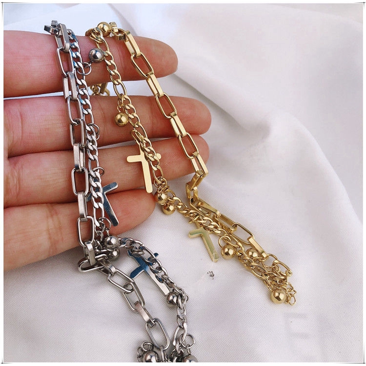 Vòng Tay Hai Lớp Mặt Thánh Giá Thời Trang Cá Tính