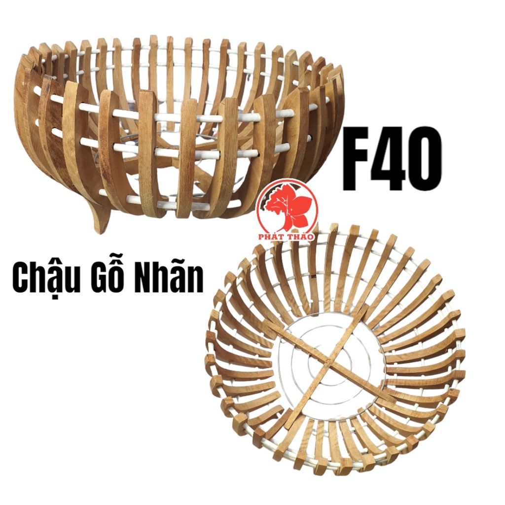 Chậu Gỗ  Trồng Lan  40cm TẶNG móc treo và lưới lót chậu