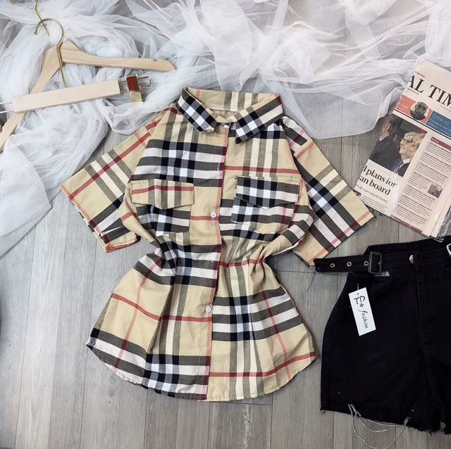 Áo sơmi nữ kẻ sọc 2 túi nhỏ | BigBuy360 - bigbuy360.vn