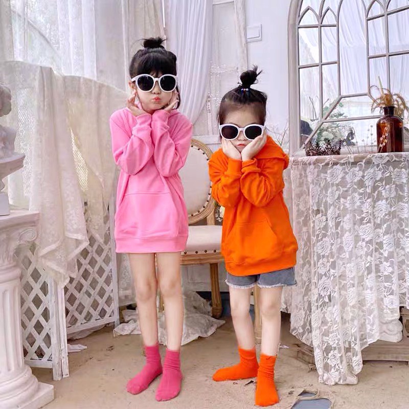 Áo khoác nỉ hoodie trơn trẻ em Con Xinh, thời trang thu đông dành cho bé từ 4 đến 10 tuổi