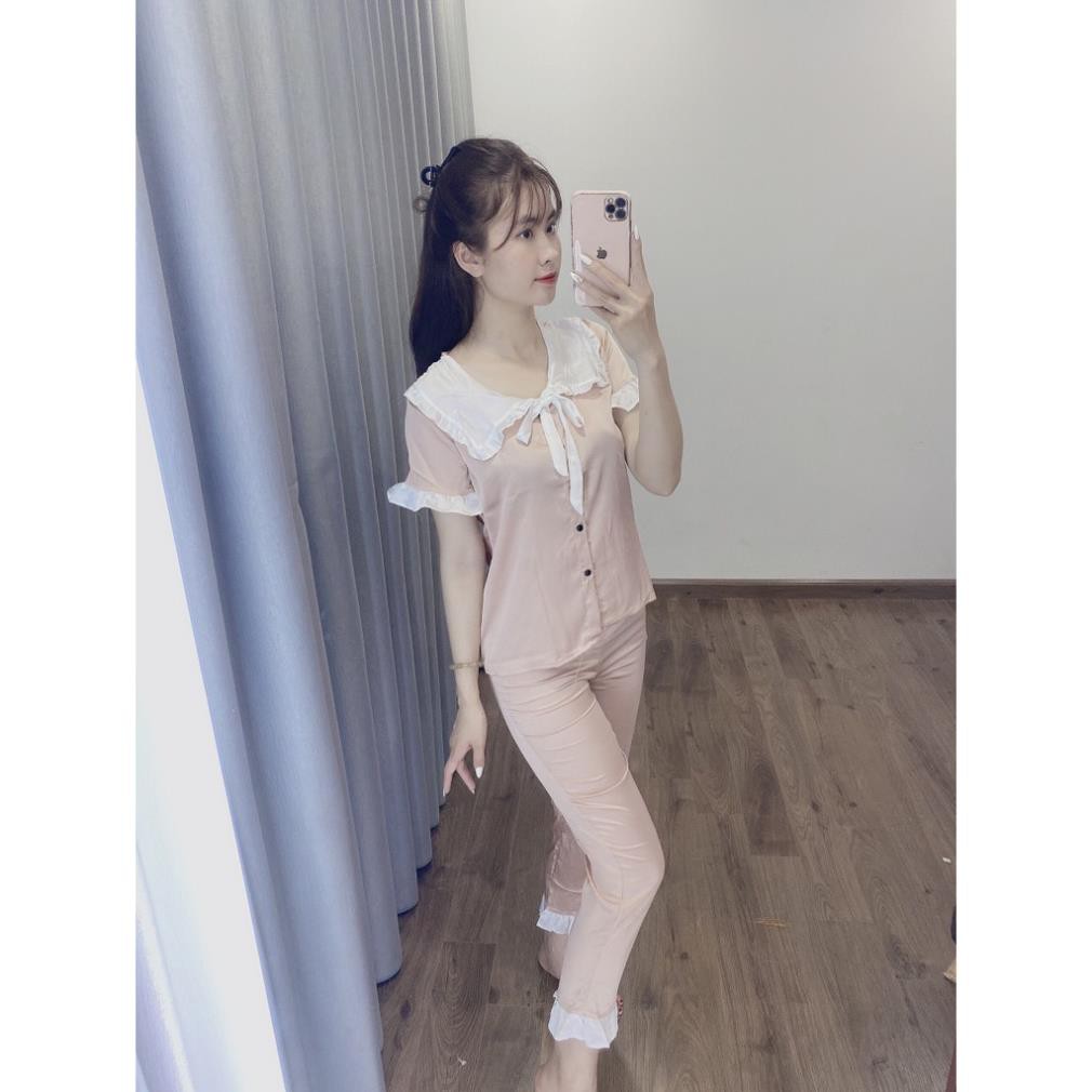 Bộ Đồ Pijama Mặc Nhà - Bộ Lụa Satin Cộc Tay Quần Dài Họa Tiết Cao Cấp [Kèm Hình ảnh Thật ] | BigBuy360 - bigbuy360.vn