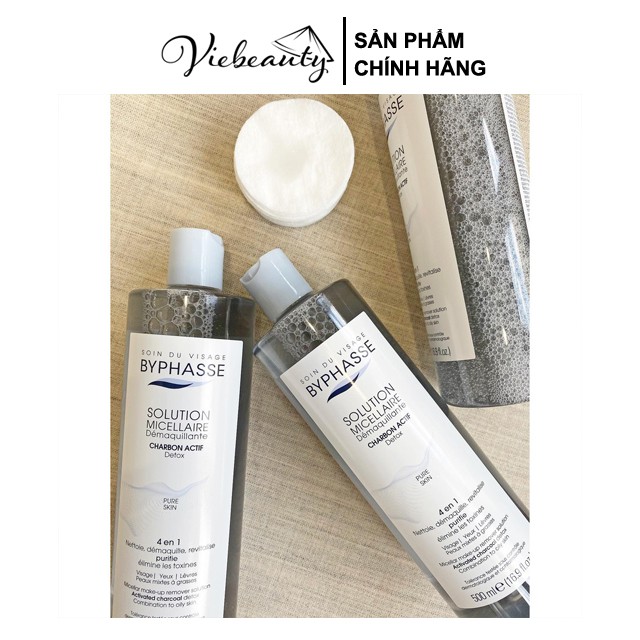 Nước Tẩy Trang Than Hoạt Tính BYPHASSE Solution Micellaire Desmaquillante Charbon Actif Detox 4 en 1 500ml | BigBuy360 - bigbuy360.vn