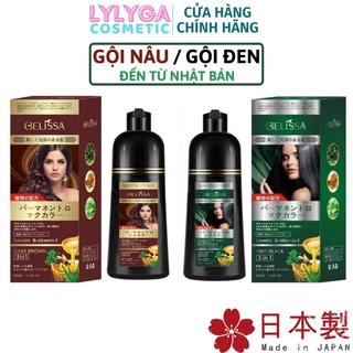 Dầu gội phủ bạc GELISSA 500ml nhật bản - Dầu gội nhuộm tóc đen, nhuộm tóc nâu. thảo dược tự nhiên an toàn GD05