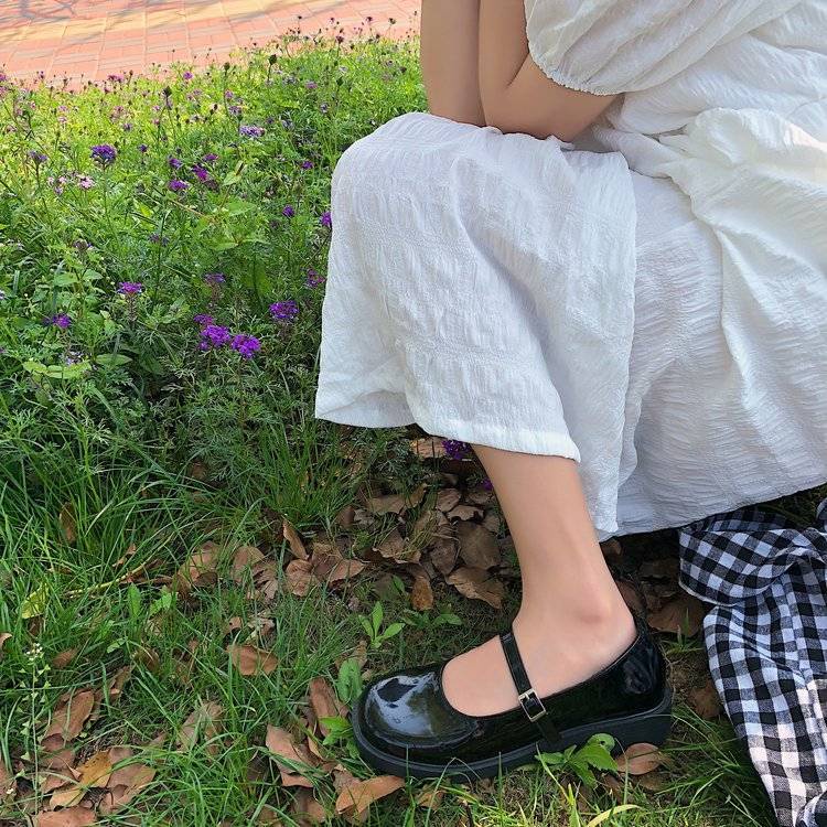 Giầy mary jane Giày Da Đế Thấp Phong Cách Nhật Bản Dễ Phối Đồ