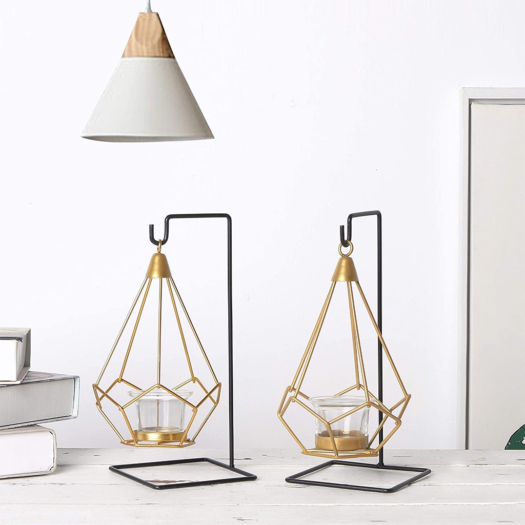 Lồng Sắt Đựng Nến Màu Đen Trang Trí Nhà Cửa Nghệ Thuật