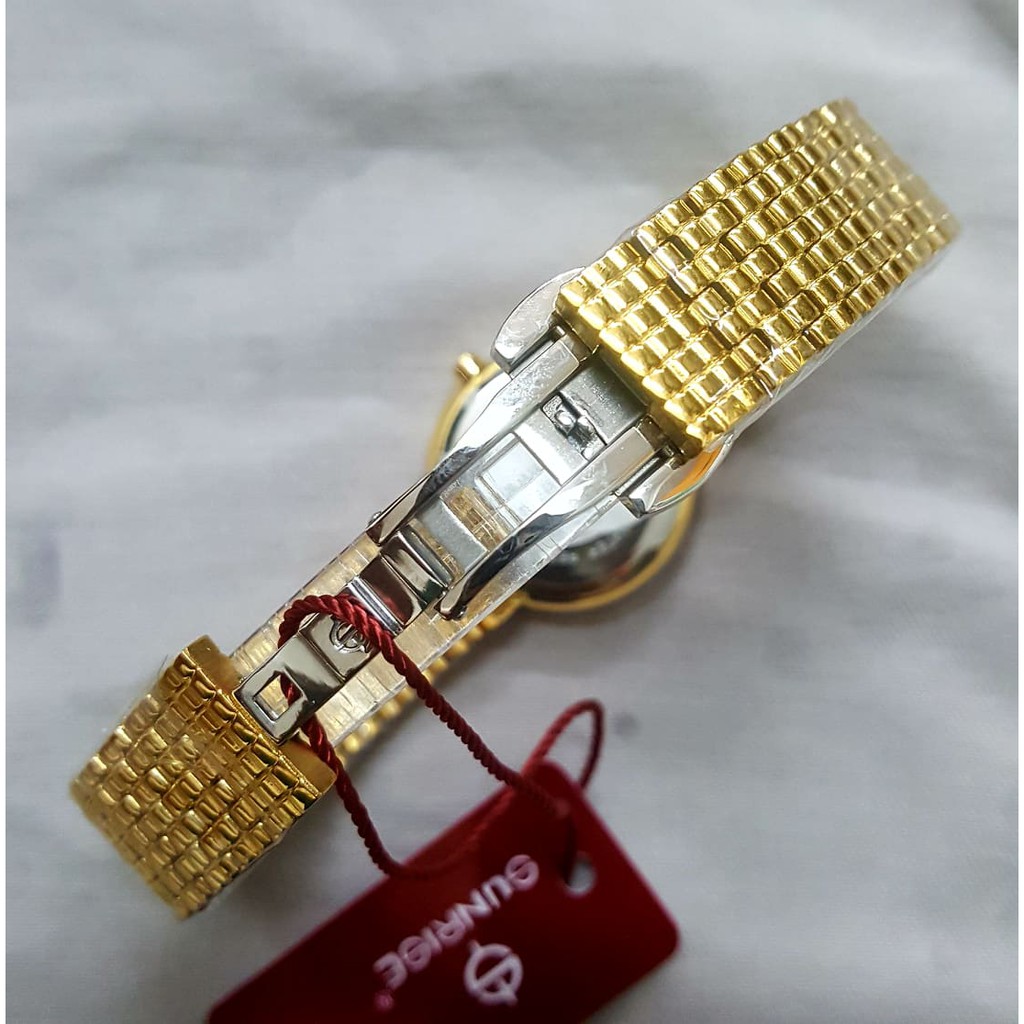 Đồng hồ Sunrise nữ L9908AA-G-XL đính đá Swarovki lấp lánh, kính saphire chống trầy