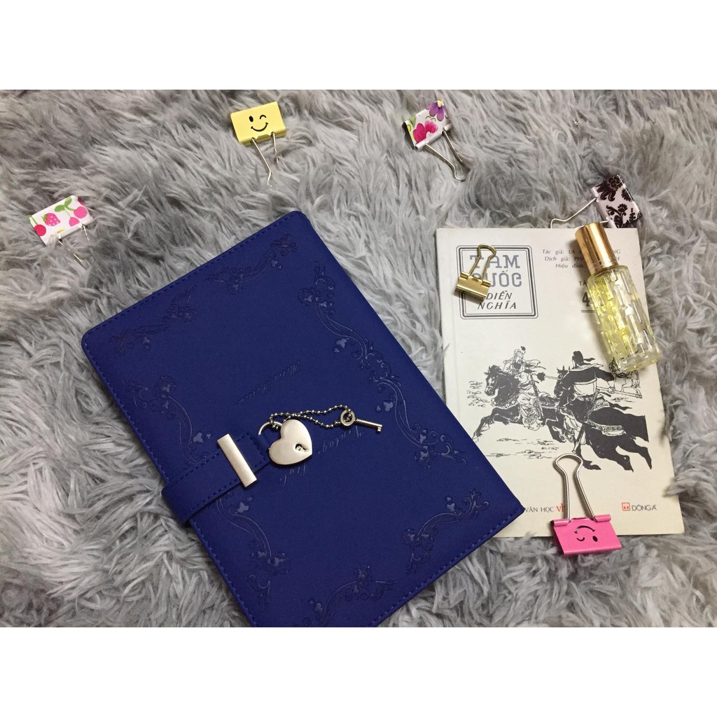Sổ da vintage có khóa cao cấp, có khóa trái tim siêu dễ thương sd 01