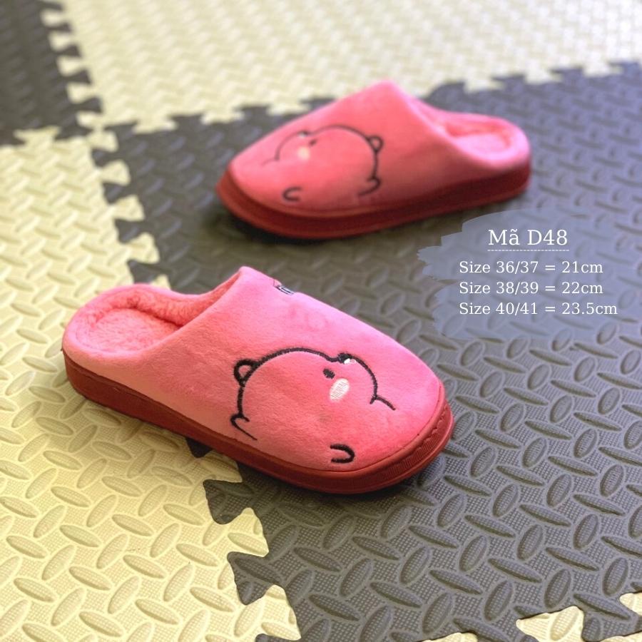Dép lông đi trong nhà cho bé cho mẹ hình thú gấu cute dễ thương mang ấm thời trang D48