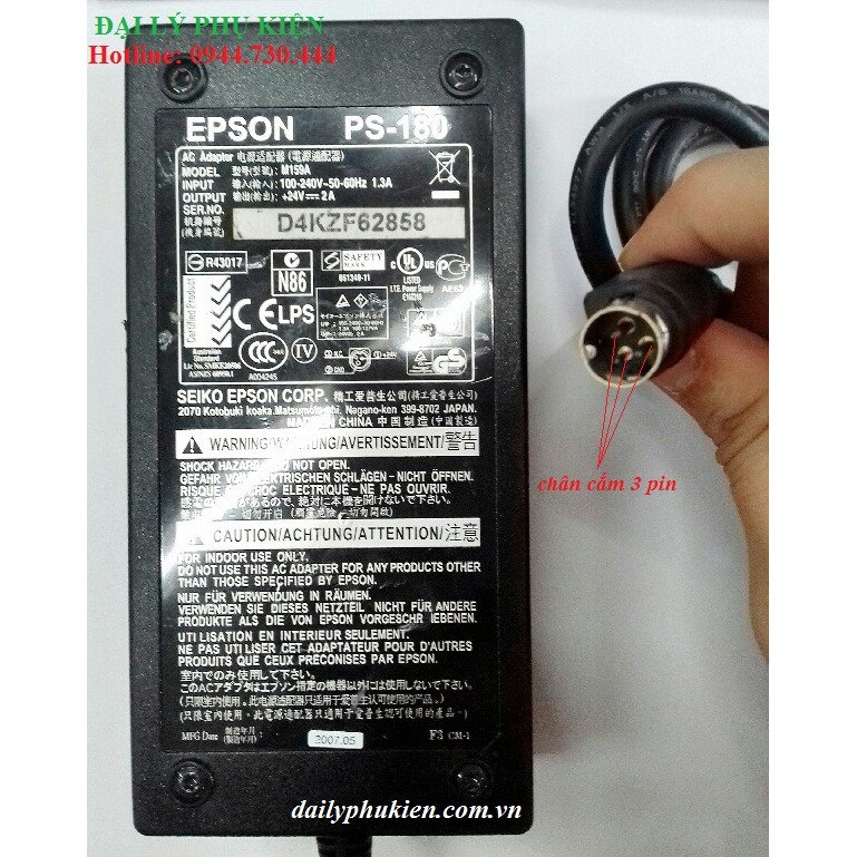 Adapter nguồn máy in hóa đơn Epson 24V 2.1a 3 pin