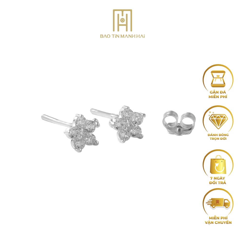 Bông tai bạc nữ hình ngôi sao gắn đá BTB38 Bảo Tín Mạnh Hải