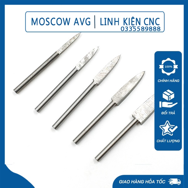 Mũi Nhọn Hình Lá Lúa Dùng Cho Máy Mài Dũa Cầm Tay Cán 3mm