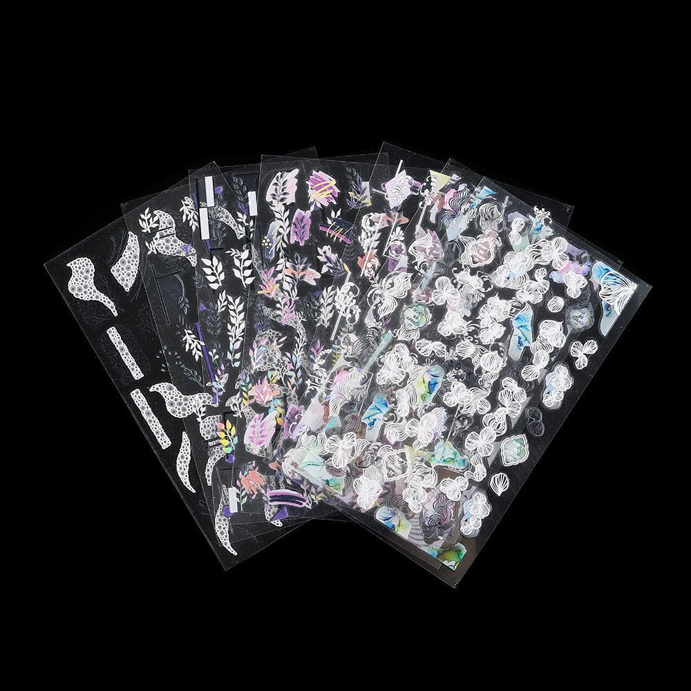 Hình Dán Trang Trí Móng Tay Acrylic Màu Trắng Đen Kiểu Pháp