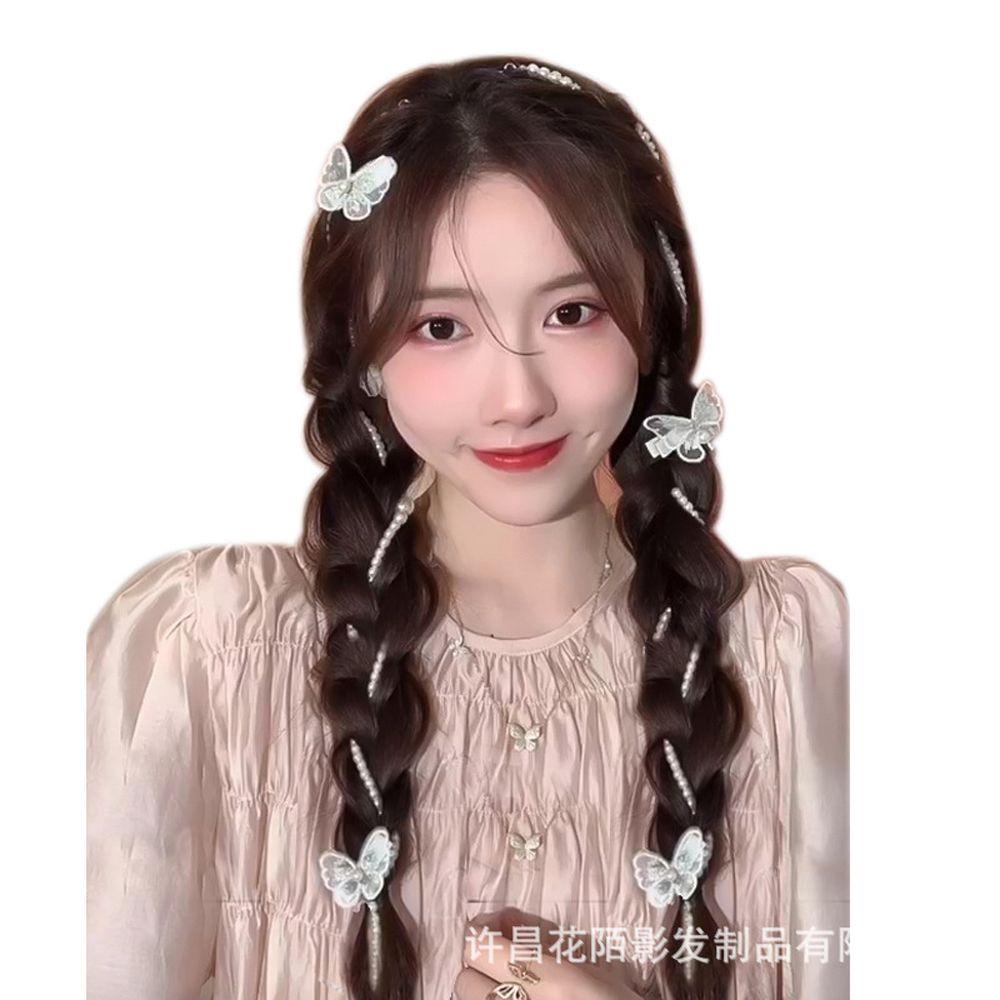 Vanes1 Tóc Giả Thắt Bím Xương Cá Phong Cách Công Chúa Ngọt Ngào