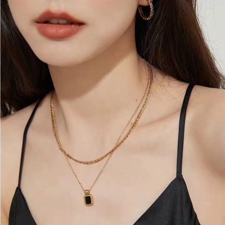 Dây Chuyền Hai Lớp Mạ Vàng 18K Phong Cách Âu Mỹ Thời Trang