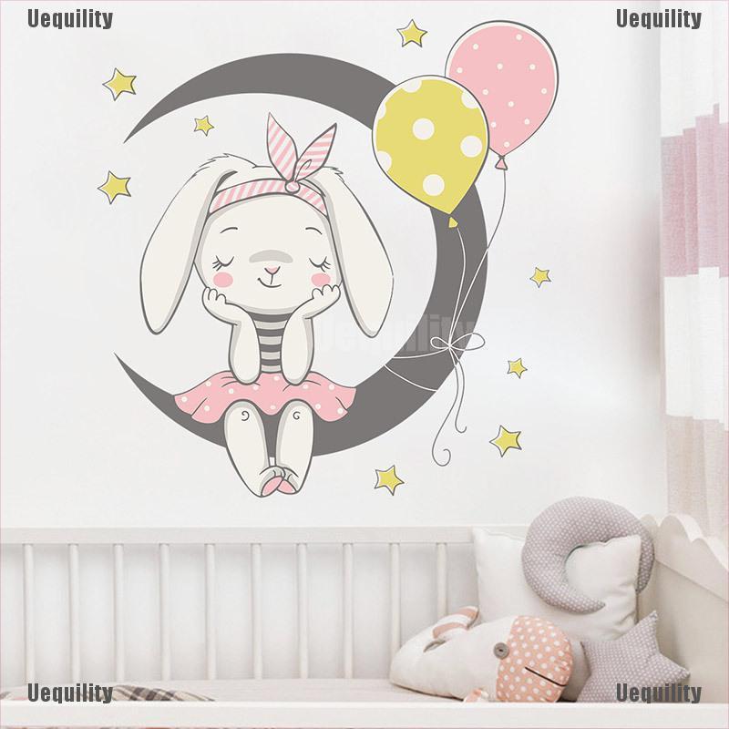 Sticker Dán Tường Họa Tiết Hình Con Thỏ Theo Phong Cách Hoạt Hình Dùng Trong Trang Trí Nhà