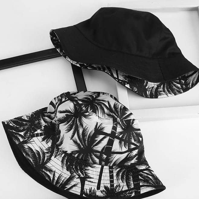 Mũ tai bèo hai mặt hình cây dừa, nón bucket vành tròn form unisex nam nữ - B13