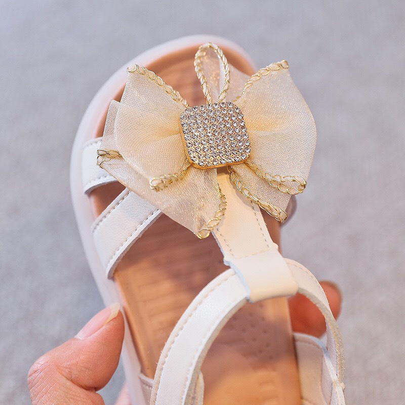 sandal bé gái - dép quai hậu cho bé  đế cao su siêu mềm, êm chân nơ xinh xắn 2109 ( có video &amp; ảnh thật)