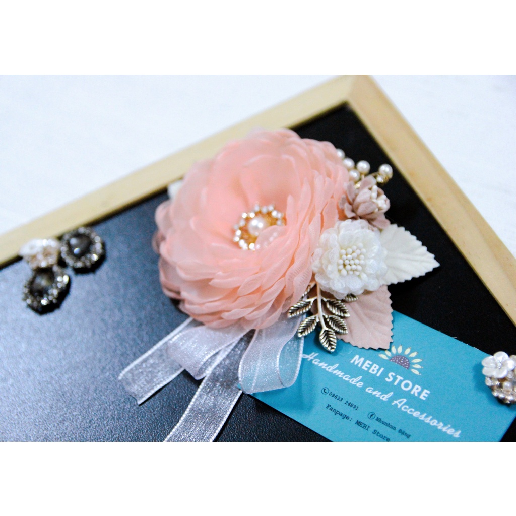 Phụ kiện thời trang hoa cài áo MEBI Handmade mẫu hoa chùm tone nhiều màu 2022 NOBOX