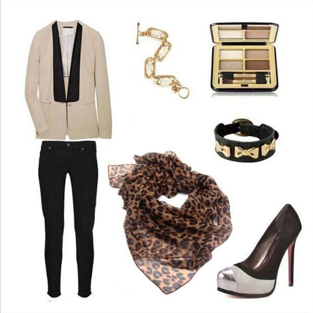 Khăn choàng cổ vải voan họa tiết da báo sang trọng thời trang cho phụ nữ