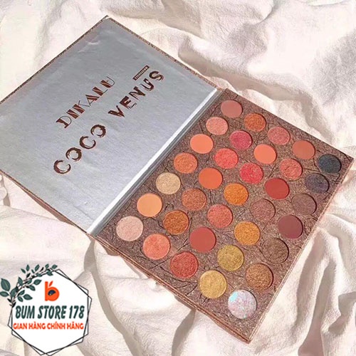 Bảng phấn mắt nhũ 35 ô DIKALU COCO VENUS thiết kế sang trọng bắt mắt, Bảng phấn mắt Dikalu 35 ô màu lì nhũ lấp lánh