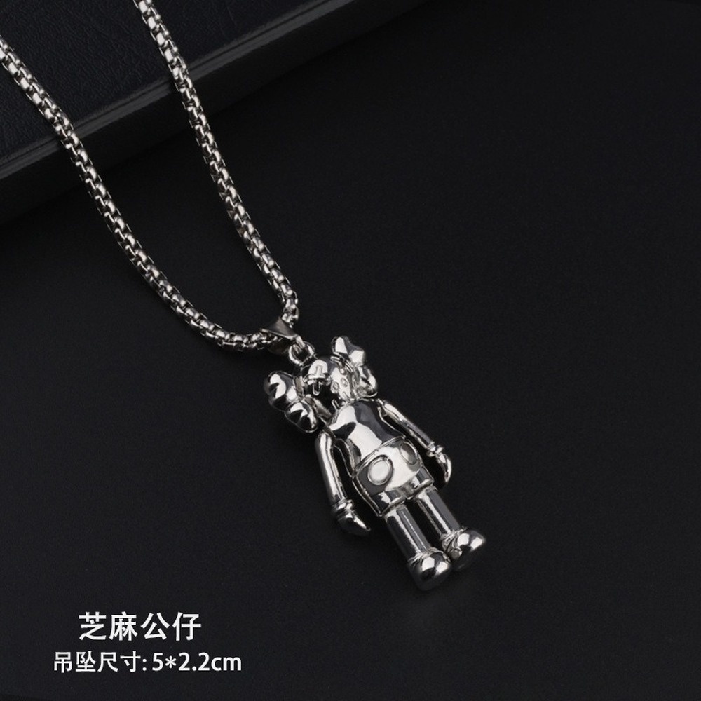 Vòng cổ bằng thép titan mặt hình robot/gấu/khủng long hoạt hình phong cách hip-hop cá tính cho nam nữ