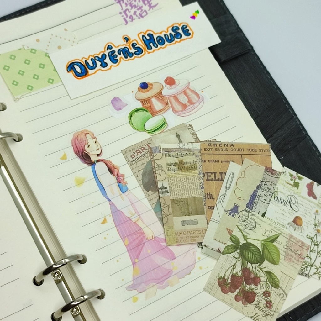 [Ảnh Shop Chụp] Set 20 Tờ Giấy Nền Vintage Track Down Mix Mẫu Trang Trí Sổ Tay, Planner, Scrapbook Size Nhỏ