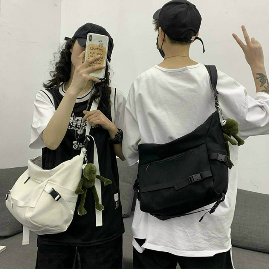 Túi tote vải đeo chéo canvas đựng đồ cao cấp nhiều ngăn canvas unisex cao cấp đựng vừa khổ a4 đi học đi chơi Hàn Quốc