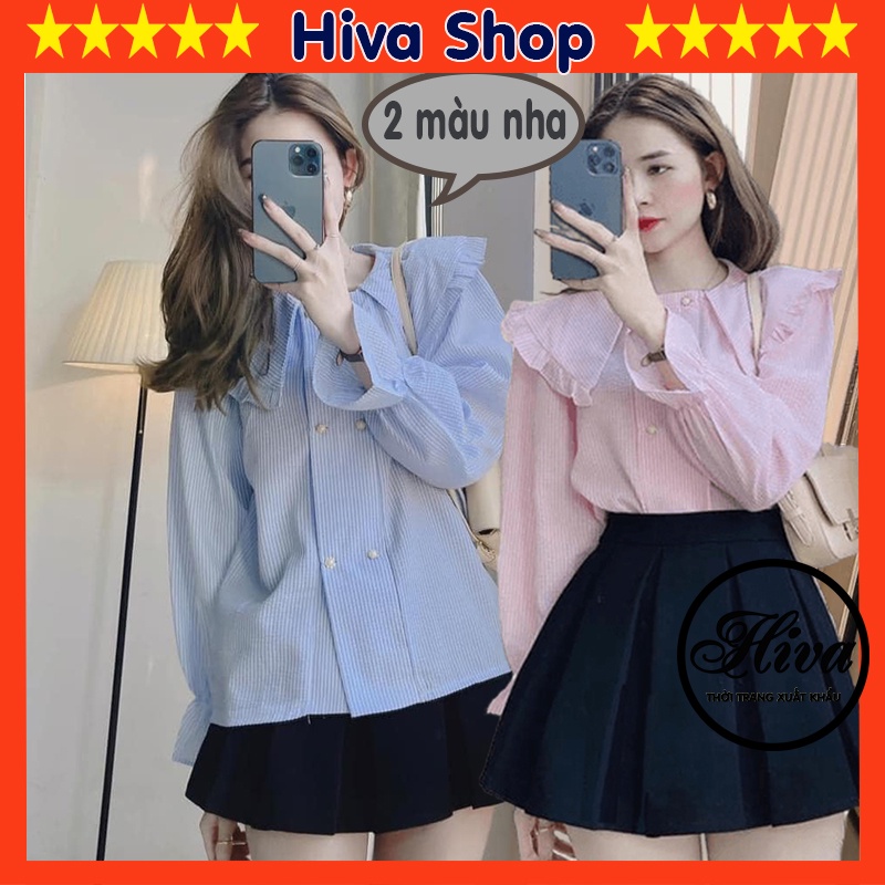 Áo sơ mi nữ babydoll thiết kế cổ viền dài tay cách điệu siêu xinh (video,ảnh thật )