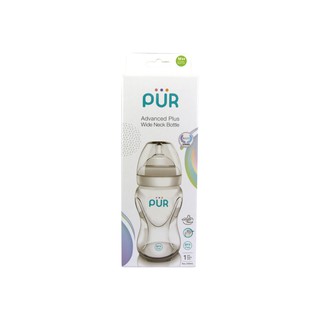 Combo Bình sữa cổ rộng Pur Advanced Plus 250ml (có sẵn núm M 3-6th) + núm lẻ size L