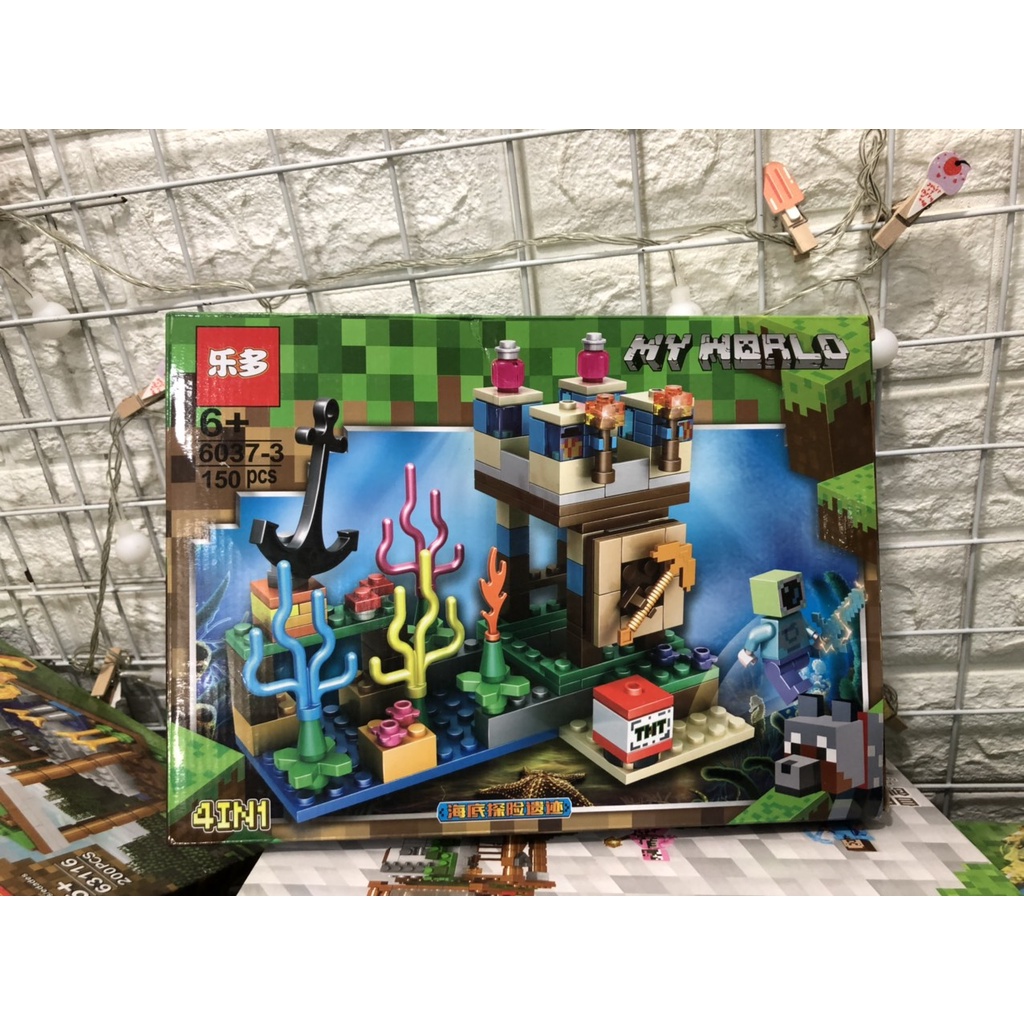 Lego Minecraft  Lego Myworld Ngôi Nhà Trên Rừng Tuyết, Lâu Đài, Trang Trại