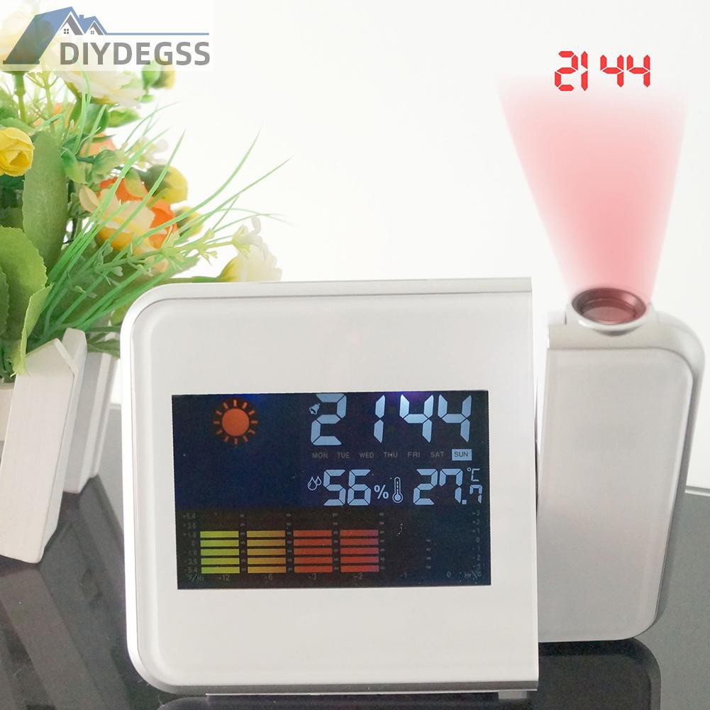 Diydegss2 LED Display Digital Projection Clock Thermometer Hygrometer Desk Calendar