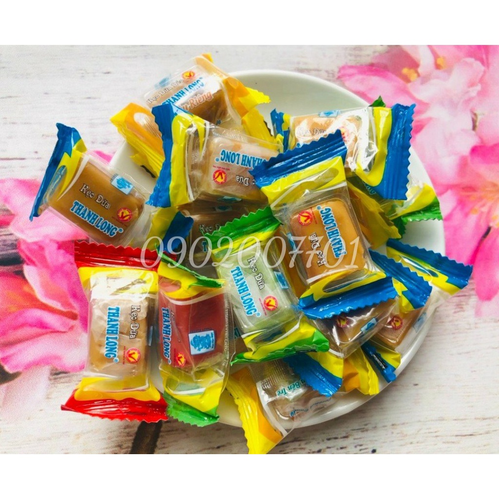 1 Kg Kẹo dừa thập cẩm nhiều vị Thanh Long - đồ ăn vặt-tết -tết 2022-bánh kẹo tết