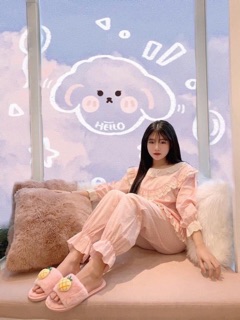 Bộ ngủ bèo phối ren tiểu thư (💕có clip và hình thật)