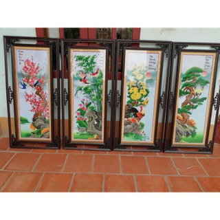 Tranh đính đá tứ quý XUÂN HẠ THU ĐÔNG (tranh chưa đính Kt 146x100)
