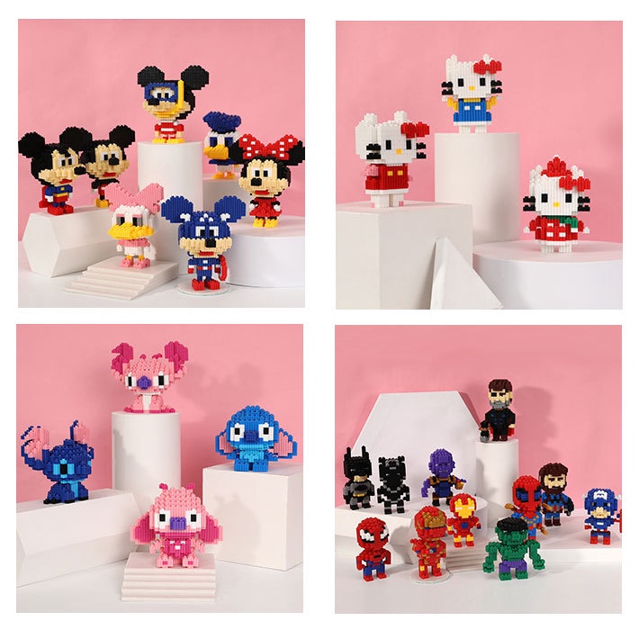 Lắp ráp bearbricks mô hình động vật hoạt hình doraemon disney quà tặng sinh nhật đáng yêu cho mọi lứa tuổi not lego BOM