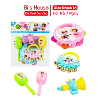 Bộ trống lục lạc 5 món cho bé - đồ chơi Bi House