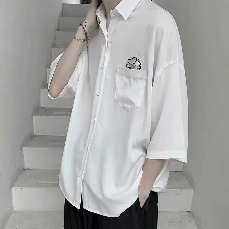 Áo sơ mi ngắn tay form rộng in họa tiết thời trang dành cho nam