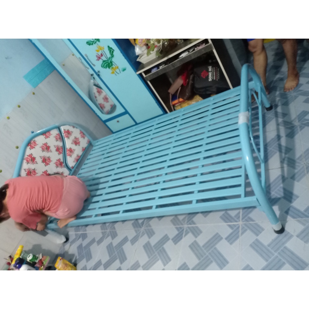 giường đơn sắt, giường sắt dày dặn 80cm 1m 1m2 1m4 1m6 1m8 dài 2m bảo hành 2 năm