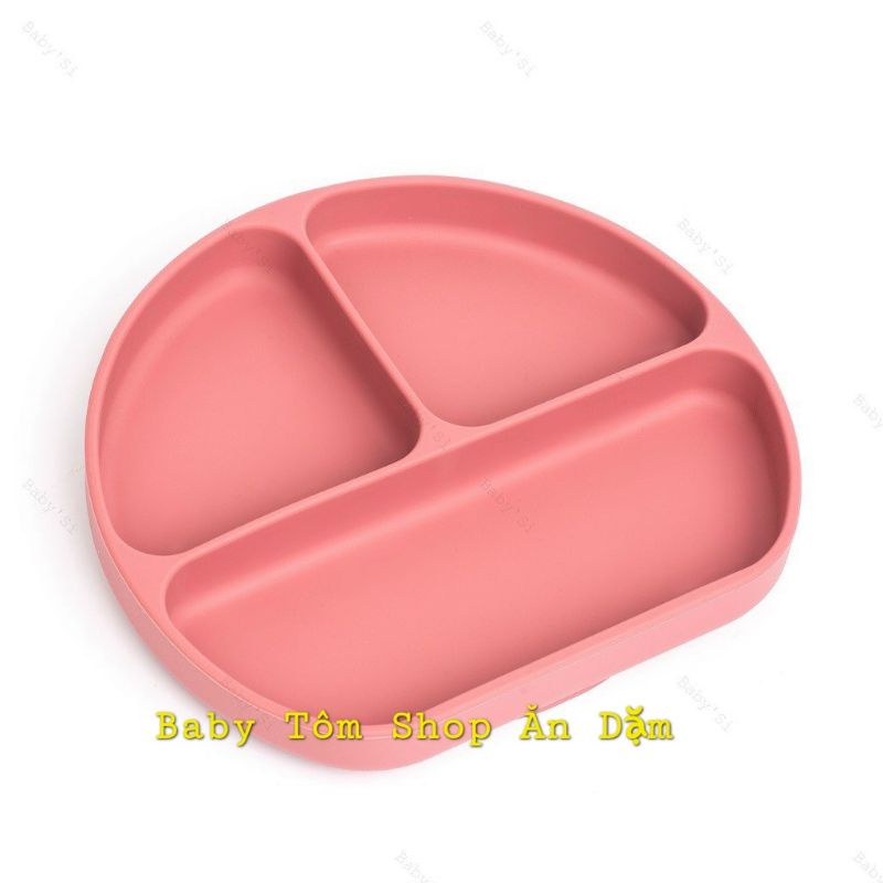 Khay ăn dặm silicon có đế hút chống đổ hình Tròn,hình Gấu NPP Baby Tôm