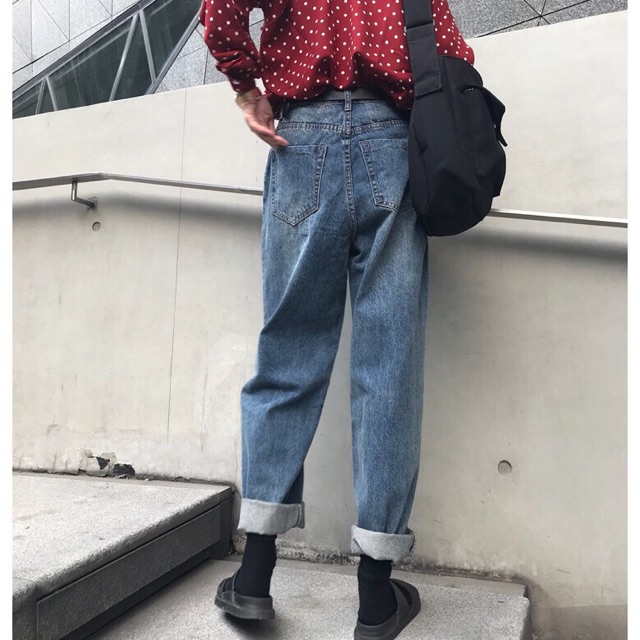 ☀️Quần Baggy Jeans Ống Rộng Dài Gập Lai
