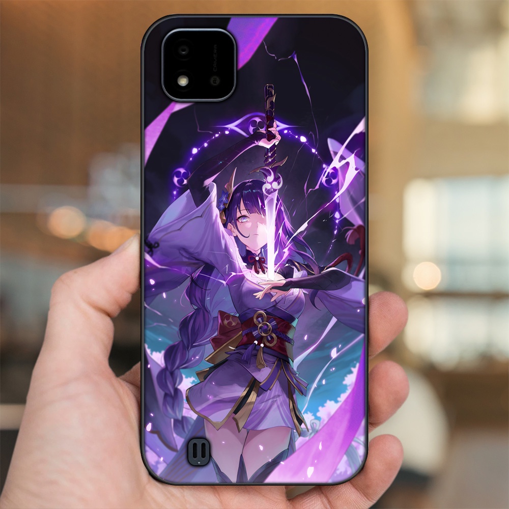 Ốp lưng Realme C11 2021, C20 viền đen in hình Raiden Shogun Genshin Impact