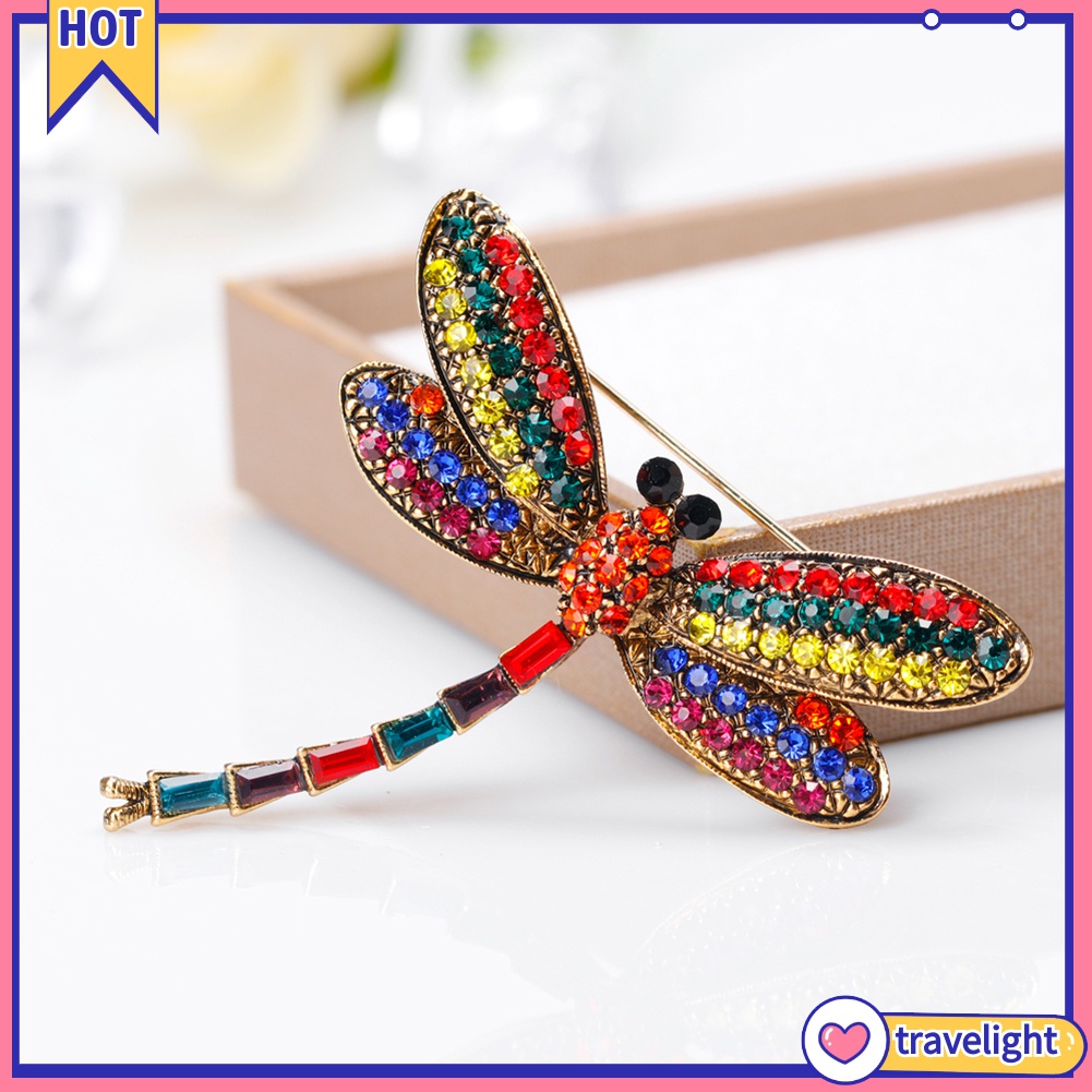 Trâm Cài Áo Hình Chuồn Chuồn Đính Đá Nhiều Màu Phong Cách Vintage K1