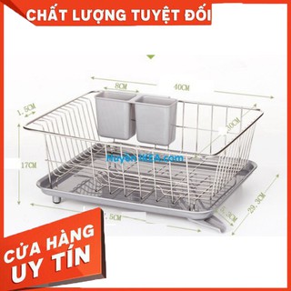 [ Hàng Chính Hãng ] RỔ ÚP CHÉN INOX CÓ KHAY HỨNG NƯỚC
