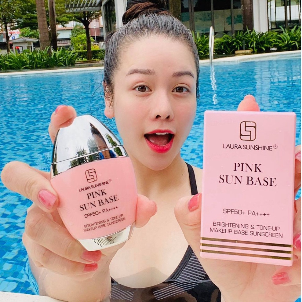 Kem chống nắng kiêm kem lót nâng tông da Nhật Kim Anh Laura Sunshine Pink Sun 50ml
