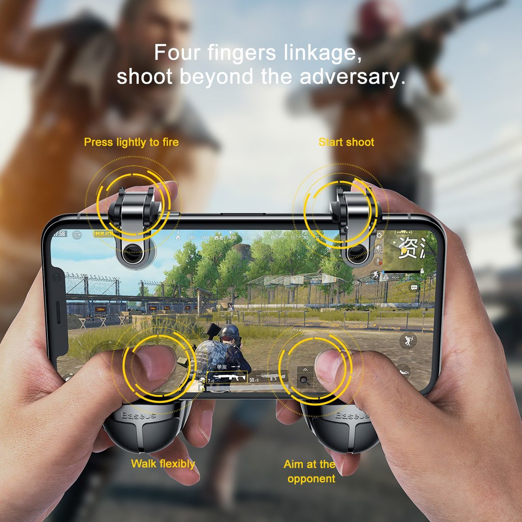 Bộ gamepad nút chơi game PUBG Baseus Holder cực hot cho điện thoại nút bấm êm chống mỏi tay- Hàng chính hãng