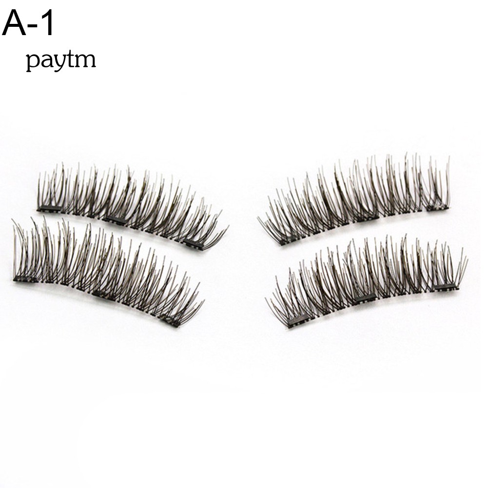 PM Handmade 3D Magnetic False Eyelashes Natural Thick Grafting Lashes with Tweezers