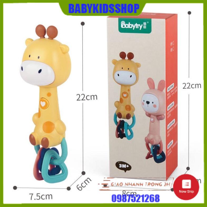 [TẶNG KÈM PIN] Xúc xắc xoay 360 độ kiêm gặm nướu phát nhạc, đèn ngủ Babytry cực dễ thương cho bé, nhựa ABS không độc hại