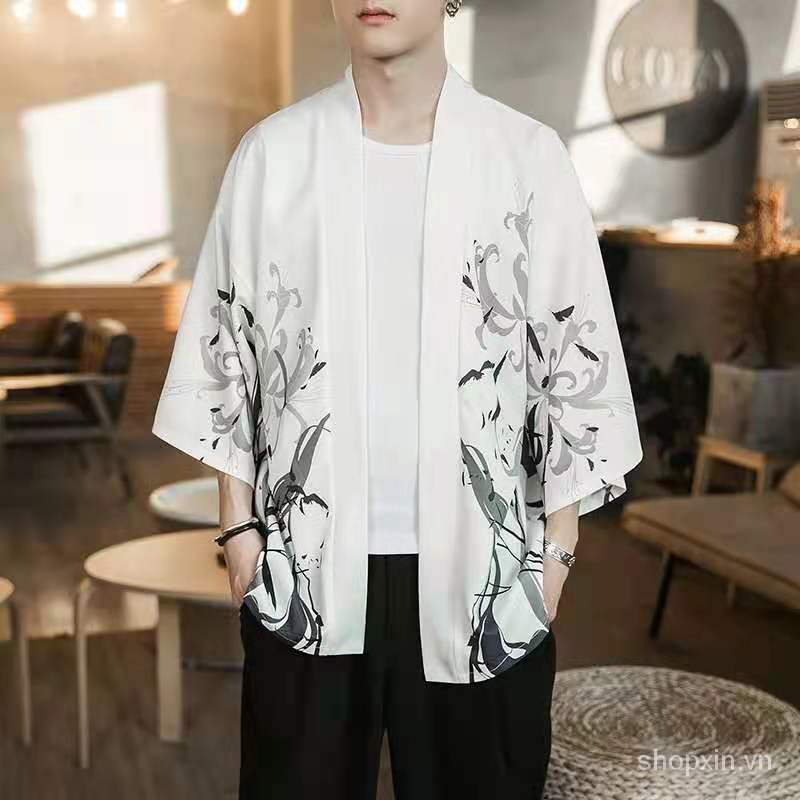 Áo Kimono Họa Tiết Chim Hạc Size M-2Xl Thời Trang Cho Nam