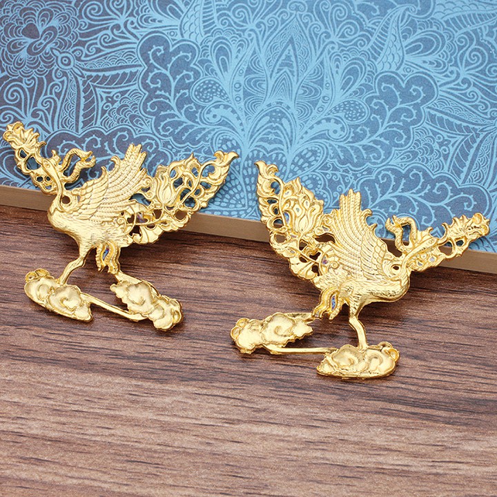 1 cặp phiến đúc phượng hoàng cưỡi mây 43*50mm chim hạc cưỡi mây nguyên liệu làm trâm làm trang sức cổ trang